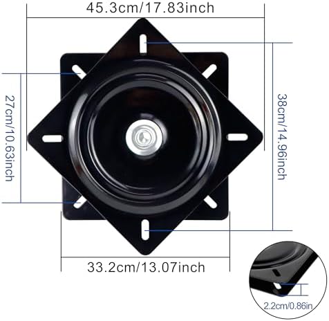 13 Inch Lazy Susans Turntable Bearings Swivel Zinc Plate, Black Square Lazy Susan Hardware, Heavy Duty Lazy Susan Replac