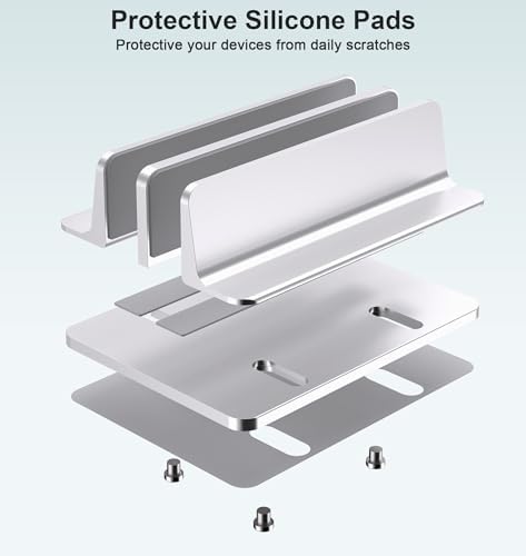 BULL-TECH New Vertical Laptop Stand, Adjustable 2 Slot Aluminum Desktop Holde(Up to 17.3 inch), Fits All MacBook/Microso
