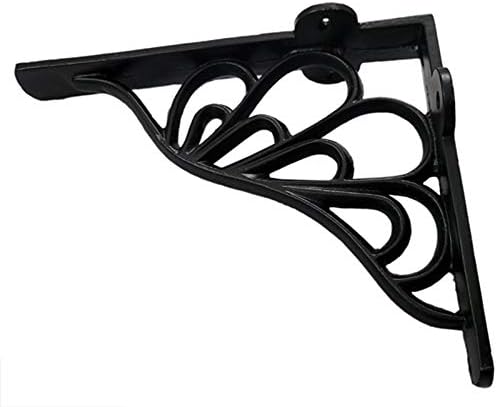 Adonai Hardware "Alvah" Black Antique Cast Iron Decorative Shelf Bracket (Supplied as 2 Pieces per Pack) - Matte Black P