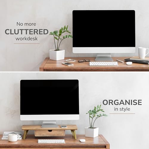 Anji Mountain Monitor Stand for Desk - Desktop Organizer & Laptop Riser, Ergonomic Monitor Riser, Space-Saving, Durable,