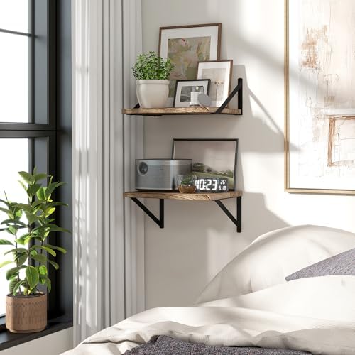 Marsmiles Deep Floating Shelves, 16'' x 12'' Light Wood Shelves Set of 2