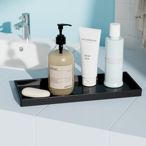 Vanity and Bathroom Tray, 11.8" ABS Countertop Organizer,Waterproof Vanity Tray for Toilet Tank,Perfume,Soap,Keys,Bathro