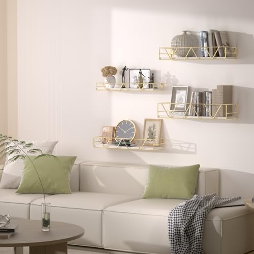 Floating Shelves Set of 4, Wood Wall Shelf, Farmhouse Shelf for Bedroom