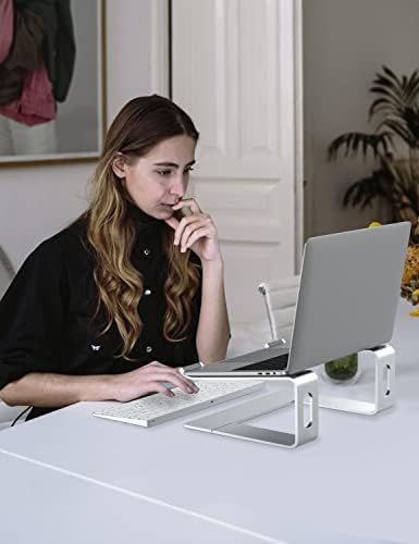 ALASHI Ergonomic Laptop Stand, Aluminum Desk Riser, 10-15.6", Silver