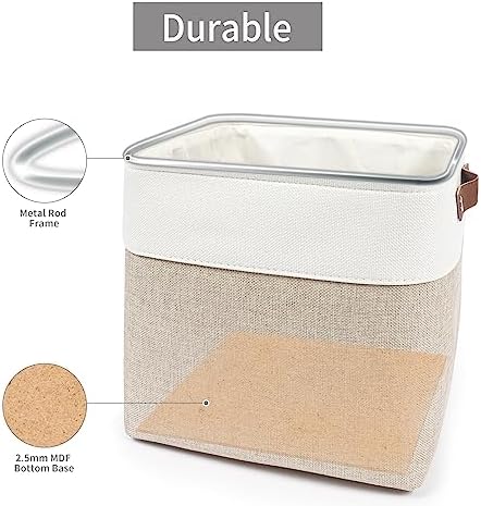 Bagnizer Collapsible Fabric Storage Cubes 11x11 Cube Storage Bins, 4 Pack Closet Baskets Box with Handles for Organizing