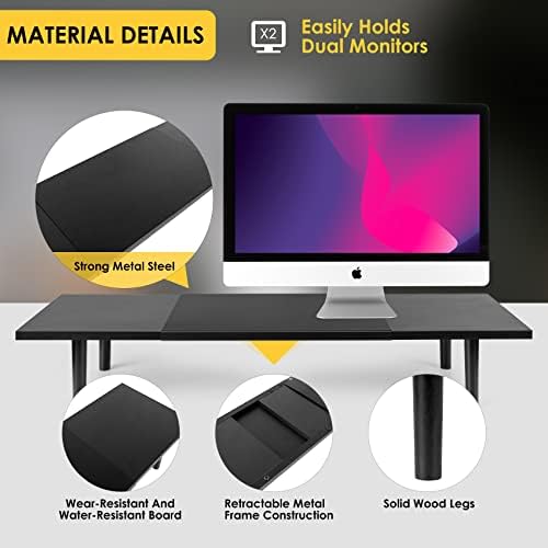 Across-Star Dual-Monitor-Stand-Riser-For-Desk Adjustable Length 32-40 Inch，Large Desktop Computer Monitor Riser For 2 Sc