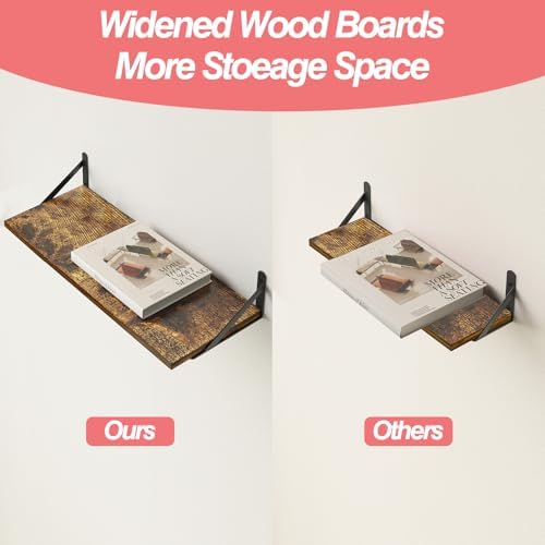 Fixwal 2pcs 10 in Deep Floating Shelves for Wall (Brown, 23.6" L)