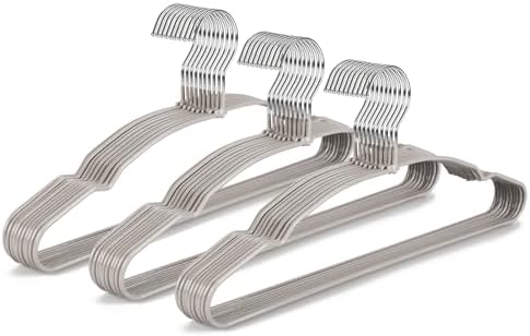 TOPIA HANGER Metal Hangers 30 Pack, Non Slip Clothes Hangers Space Saving, Heavy Duty Rubber Coated Wire Hanger for Coat, Shirt, Dress, Pants-Grey, CT12G30