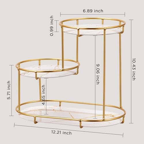 HBlife Makeup Organizer for Vanity, 3 Tier Metal Bathroom Countertop Organizers Skin Care Storage, Bathroom Counter Shel