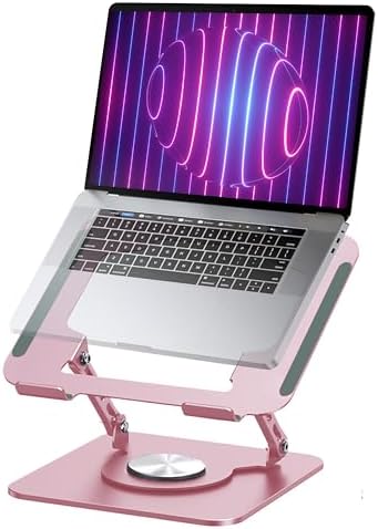 Pink 360° Rotating Foldable Adjustable Laptop Stand, Fits Up to 16 Inches