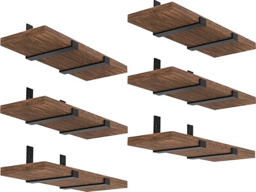 WEKIS Shelf Brackets 12 Inch, Strong Heavy Duty Floating Shelf Brackets Pack of 12, Industrial Metal Iron Matte Black Sh