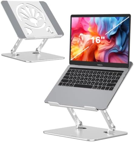 Adjustable Aluminum Laptop Stand for Desk,Ergonomic Riser, Silver