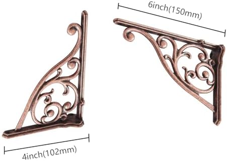 Heavy Duty Solid Stand,6 Inch 4 Pack Antique Copper,Right Angle Wall Panel Support Bracket,Decorative Shelf Bracket,Heav