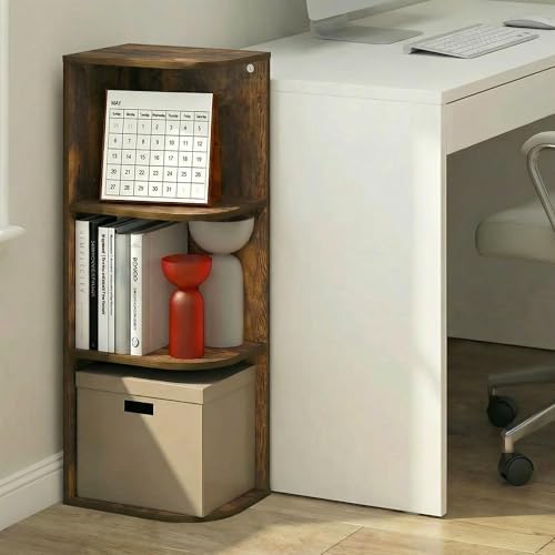 Furinno PASIR Book Shelf, 3-Tier Corner Bookshelf with Open Shelf, Standing Bookcase, 9.3 x 12 x 31.5, for Organization 