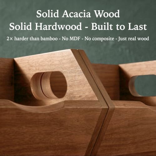 Stackable Storage Bins, 3 Tier Solid Acacia Wood Snack Produce Organizer