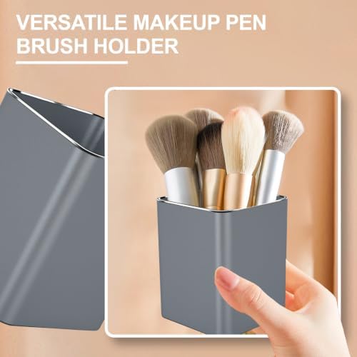 Metal Pen Holder Aluminum Pencil Holder Desktop Organizer Square for Office, School, Home 3.15 x 4 Inches-Grey
