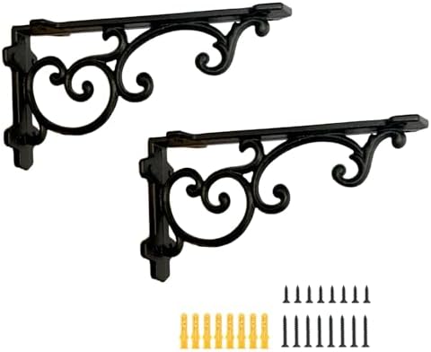 Heavy Duty 8.1"x4.4" Vintage Brackets for Floating Shelves & Kitchen Storage, 8 inch Cast Iron Shelf Brackets - Industri