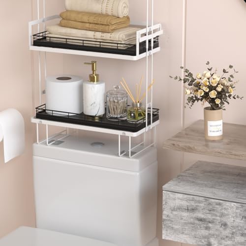 Oak Bathroom Toilet Tank Tray, 13" Wood Toilet Paper Storage Basket Back of Toilet Basket Organizer, Vanity Tray for Per