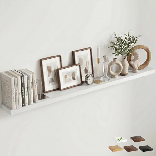 72 Inch Floating Shelves for Wall, 6.5"D Wood Storage Shelves, White Finish