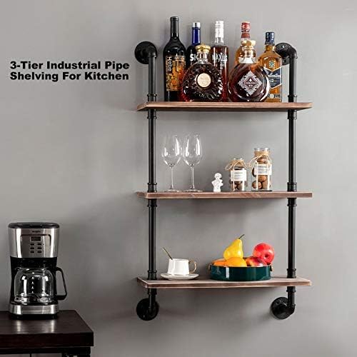 ROGMARS 3-Tier Real Pine Wood Floating Shelf, 20x7.87x41.3in, Industrial Retro Style, Bathroom Wall Shelves, Kitchen She