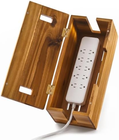 INSAGO Large Acacia Wood Cable Management Box, Power Strip Cord Organizer