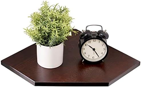 Corner Wall Shelf, Solid Oak Wood Floating Corner Shelf Organizer,Walnut