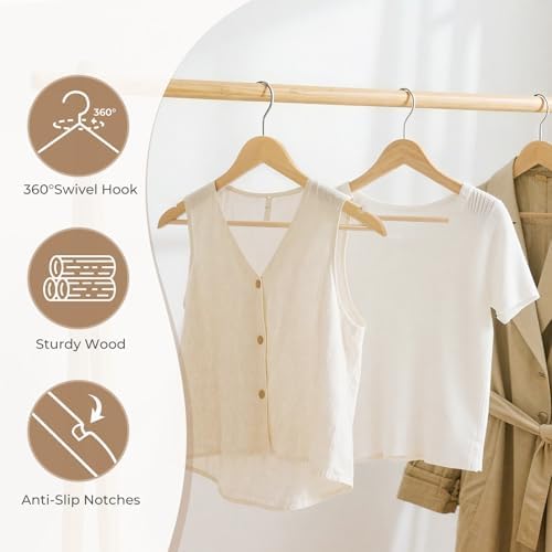 30 Pcs Wooden Hangers, Heavy Duty Clothing Rack for Coat, Suits