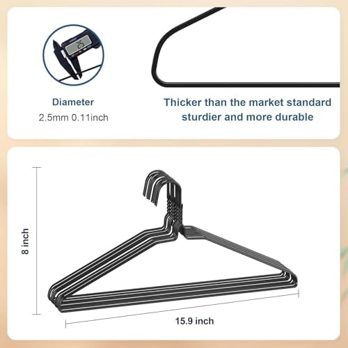 SPECILITE Wire Metal Clothes Hangers Bulk 150 Pack, Ultra Thin, Black