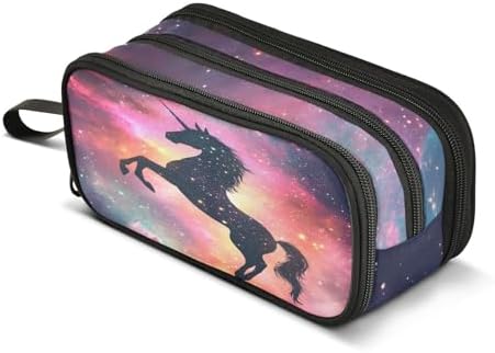 Unicorn Galaxy Sky Pencil Case Box Boys Girls Large Pencil Pouch Zipper Compartments Big Capacity Stationery Pen Bag Organizer for Kids Teens Adults School Office