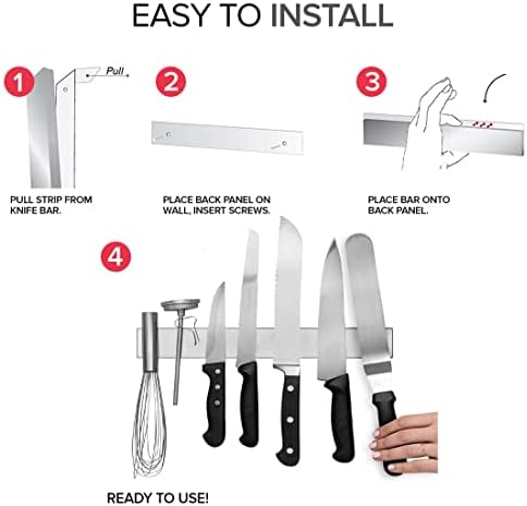 Modern Innovations Magnetic Knife Holder for Wall and Fridge - 14" Knife Magnetic Strip, Magnet Kitchen Knife Holder and