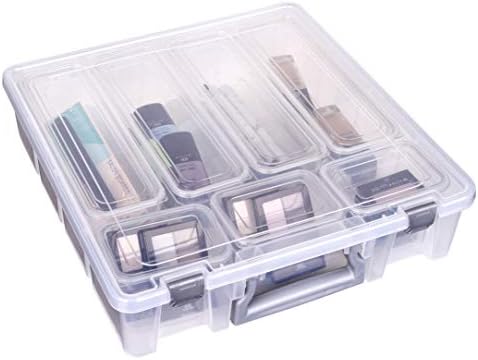 AB Designs 6967ABD Super Satchel with 9 Mixed Bins Inside, Stackable Home Storage Organization Container, Clear with Sli