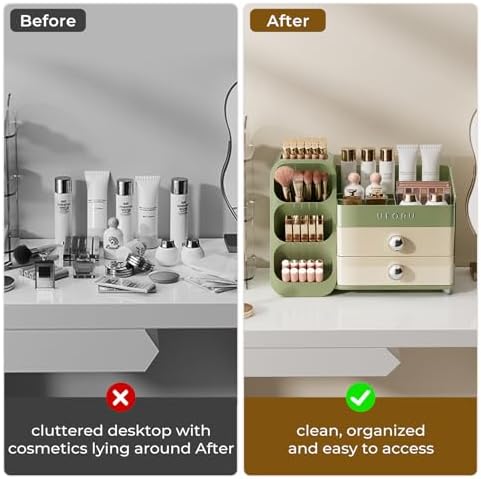 UFORU Makeup Organizer Countertop with Brush Holder for Vanity Bathroom