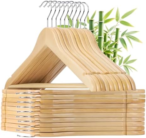 30 Pcs Wooden Hangers, Heavy Duty Clothing Rack for Coat, Suits