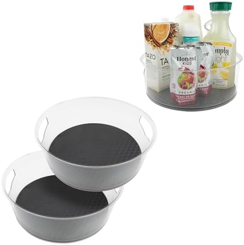 Spectrum Extra Large High Wall Turntable 12.25 in Pack of 2 Charcoal Gray XL Tall Lazy Susan Rotating Organizer for Kitc