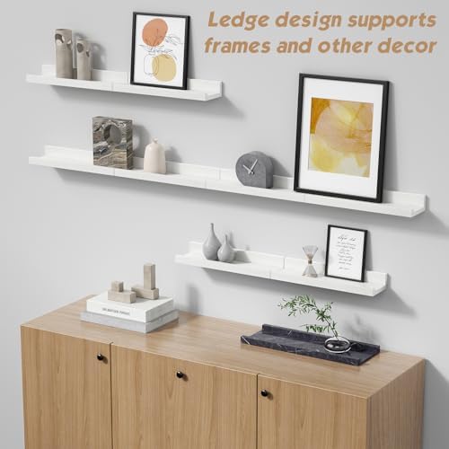 16 Inch Picture Ledge Shelf, Photo Floating Shelves with Lip for Wall