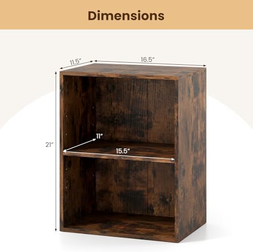 Giantex 2-Cube Bookshelf and Bookcase, 2-Layer Storage Shelf w/Large-Capacity Open Storage Space for Living Room Bedroom