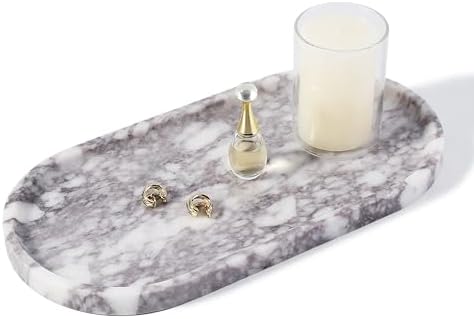 Koville Real Luxurious Marble Vanity Tray, 12"x6" Calacatta Viola Marble Catchall Tray for Bathroom, Natural Stone Perfu