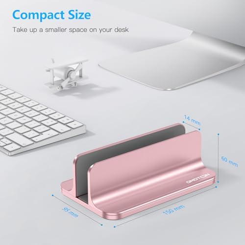 OMOTON Vertical Laptop Stand Holder, Adjustable Dock for MacBook, Rose Gold