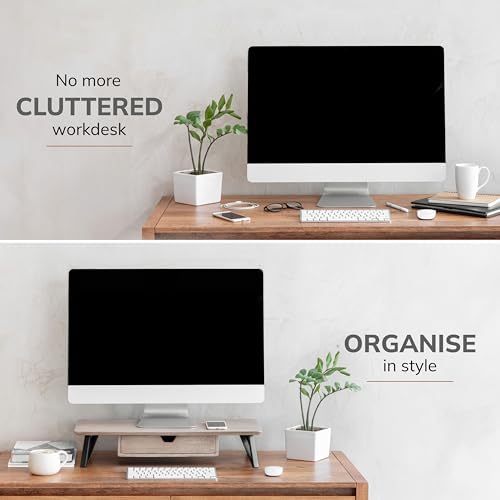 Anji Mountain Monitor Stand for Desk - Desktop Organizer & Laptop Riser, Ergonomic Monitor Riser, Space-Saving, Durable,
