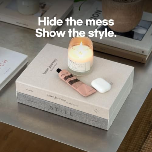 Book Shape Decorative Cable Management Box - Expandable Cable Organizer Box with Magnetic Closure for Home & Office (Inn