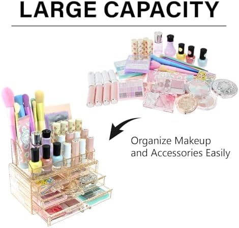 Ikee Design Acrylic Clear Makeup Cosmetics Lip Gloss Organizer,Gold