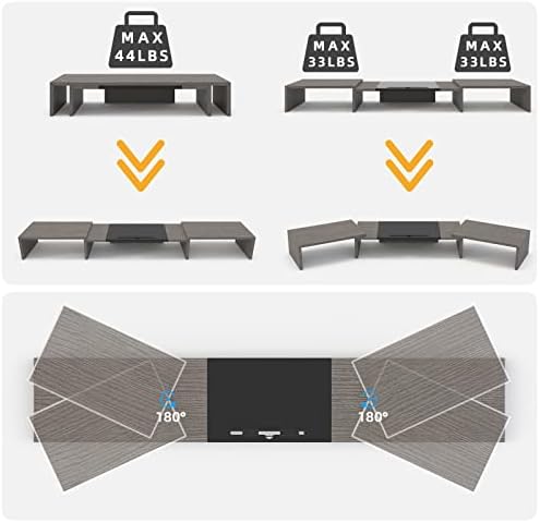 WESTREE Triple Dual Monitor Stand Riser, 56" Extra Long Monitor Stand for 1~2~3 Monitors, Monitor Stand with Length and 