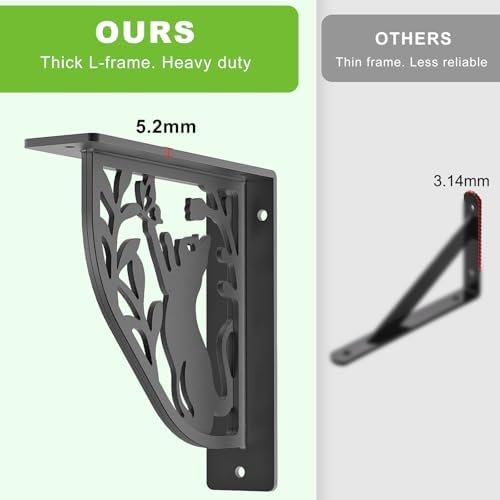 Dolibest 8 Inch Heavy Duty Shelf Brackets, 5MM Thickness L- Bracket , Metal Floating Shelf Bracket, Wall Shelf Bracket &