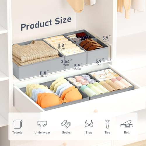 DIMJ Drawer Organizer Clothes Storage - 28 Pack Baby Dresser Organizer for Nursery, Foldable Closet Drawer Organizer Bins for Bedroom Organization, Fabric Storage Dividers for Socks, Underwears, Bras