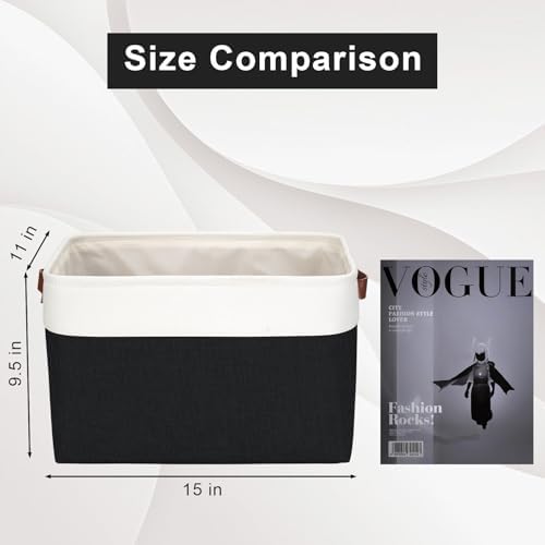 Bagnizer Storage Bins Large Fabric Storage Baskets for Shelves 3 Pack, Decorative Linen Closet Baskets with Handles for 