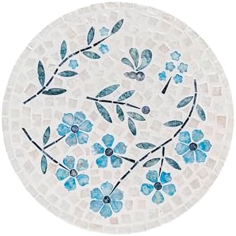 PEMAR 12.6” Handcrafted Capiz Shell Mosaic Lazy Susan – Coastal Floral Rotating Centerpiece for Dining Table, Elegant Be