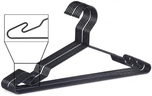 Black Metal Hangers, Heavy Duty Clothes Hangers with Non-Slip Grooves, Slim Space Saving Coat Hangers - 10 Pack Black