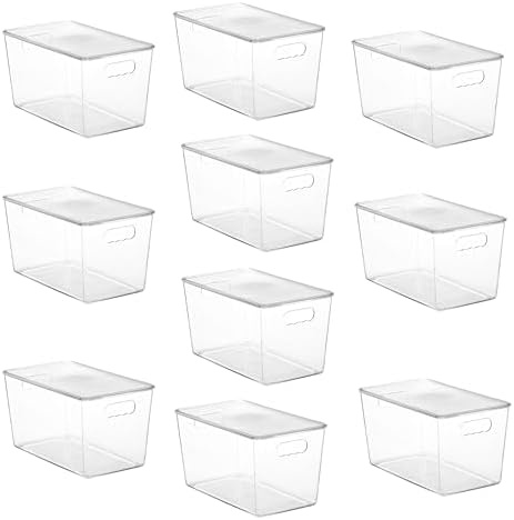 Vtopmart 10 Pack Clear Stackable Storage Bins with Lids and Handles, XLarge