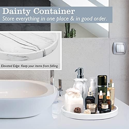 Emibele Vanity Tray, White Round Trays for Bathroom Bedroom Countertop
