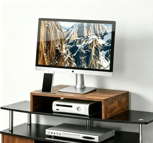 Computer Monitor Stand Riser 16 inch Desktop Stand, Speaker TV Laptop Printer Stand Workspace Organizer (Cherry-2pack)